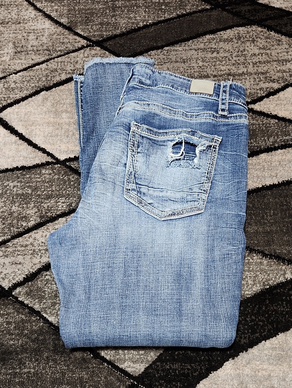 BUCKLE DAYTRIP MILA METALLIC EMBROIDERED DISTRESSED RAW-EDGE ANKLE SKINNY DENIM